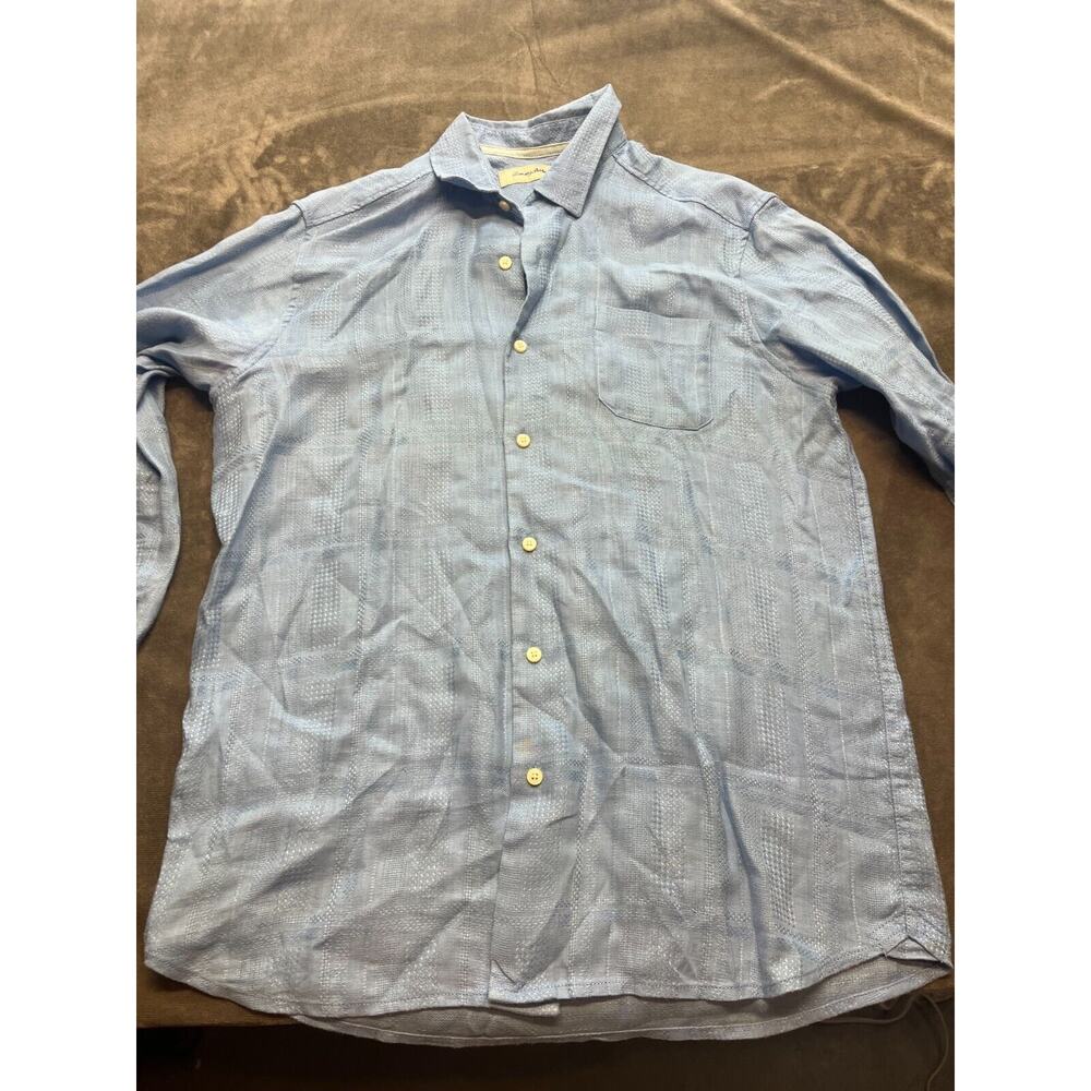 Tommy Bahama Men’s small Light Blue Long Sleeve Button Down Tropical Shirt